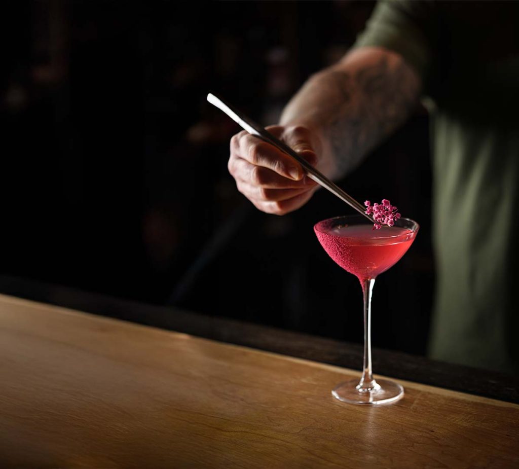 Garnish on a cocktail