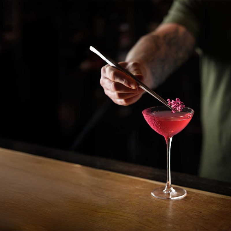 Garnish on a cocktail