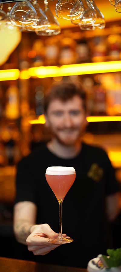 A freshly made cocktail